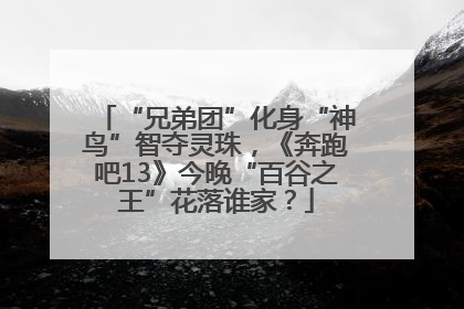 “兄弟团”化身“神鸟”智夺灵珠，《奔跑吧13》今晚“百谷之王”花落谁家？