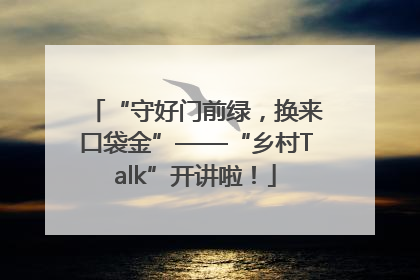 “守好门前绿，换来口袋金”——“乡村Talk”开讲啦！