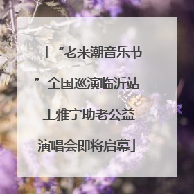 “老来潮音乐节”全国巡演临沂站 王雅宁助老公益演唱会即将启幕