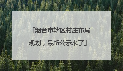 烟台市辖区村庄布局规划，最新公示来了