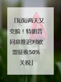 短短两天又变脸！特朗普同意推迟对欧盟征收50%关税