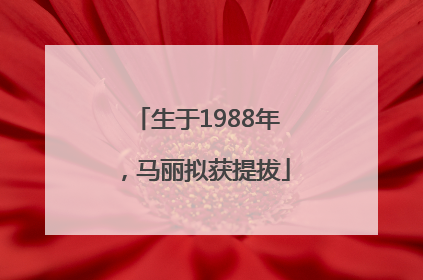 生于1988年，马丽拟获提拔