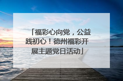 福彩心向党，公益践初心！德州福彩开展主题党日活动