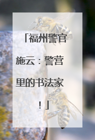 福州警官施云：警营里的书法家！