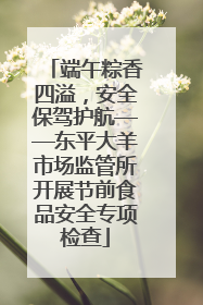 端午粽香四溢，安全保驾护航——东平大羊市场监管所开展节前食品安全专项检查