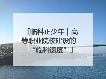 临科正少年｜高等职业院校建设的“临科速度”