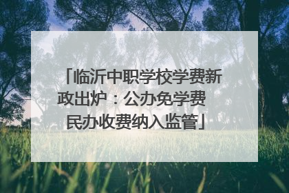 临沂中职学校学费新政出炉：公办免学费 民办收费纳入监管