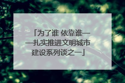 为了谁 依靠谁——扎实推进文明城市建设系列谈之一