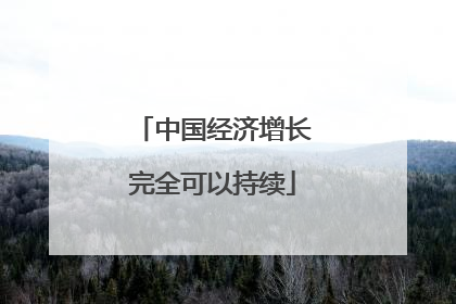 中国经济增长完全可以持续