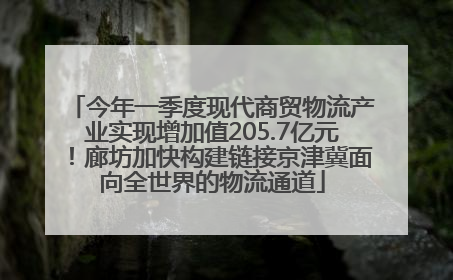 今年一季度现代商贸物流产业实现增加值205.7亿元！廊坊加快构建链接京津冀面向全世界的物流通道