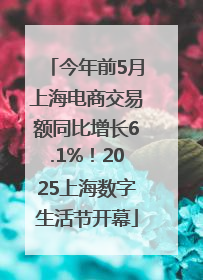 今年前5月上海电商交易额同比增长6.1%！2025上海数字生活节开幕