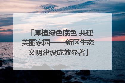 厚植绿色底色 共建美丽家园——新区生态文明建设成效显著