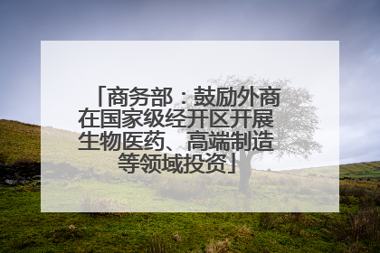商务部：鼓励外商在国家级经开区开展生物医药、高端制造等领域投资