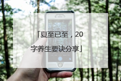 夏至已至，20字养生要诀分享