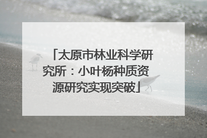 太原市林业科学研究所：小叶杨种质资源研究实现突破