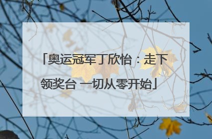 奥运冠军丁欣怡：走下领奖台 一切从零开始