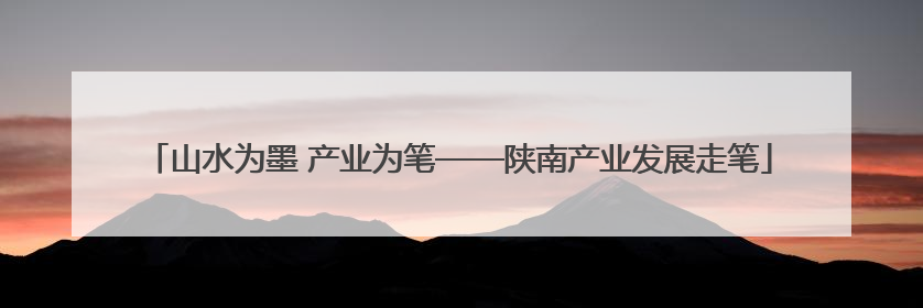 山水为墨 产业为笔——陕南产业发展走笔