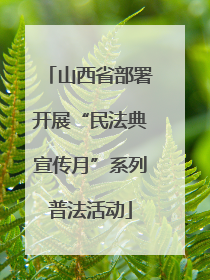 山西省部署开展“民法典宣传月”系列普法活动