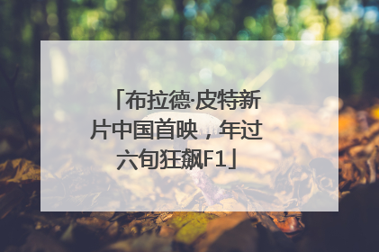 布拉德·皮特新片中国首映，年过六旬狂飙F1