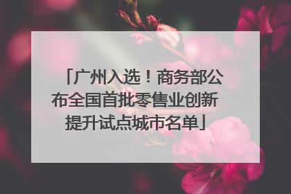 广州入选！商务部公布全国首批零售业创新提升试点城市名单