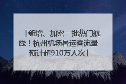 新增、加密一批热门航线！杭州机场暑运客流量预计超910万人次