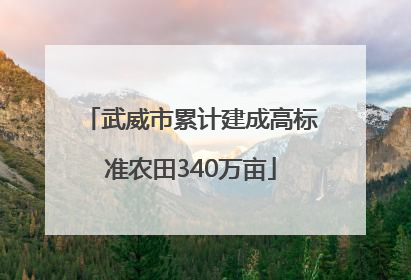 武威市累计建成高标准农田340万亩