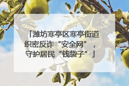 潍坊寒亭区寒亭街道织密反诈“安全网”，守护居民“钱袋子”