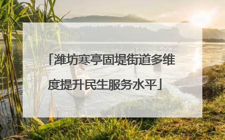潍坊寒亭固堤街道多维度提升民生服务水平