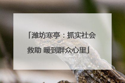 潍坊寒亭：抓实社会救助 暖到群众心里