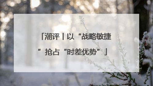 潮评丨以“战略敏捷”抢占“时差优势”