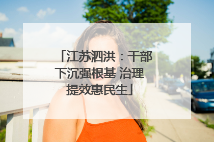 江苏泗洪：干部下沉强根基 治理提效惠民生