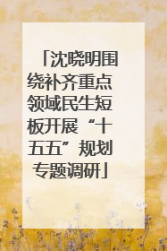 沈晓明围绕补齐重点领域民生短板开展“十五五”规划专题调研