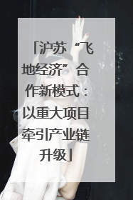 沪苏“飞地经济”合作新模式：以重大项目牵引产业链升级