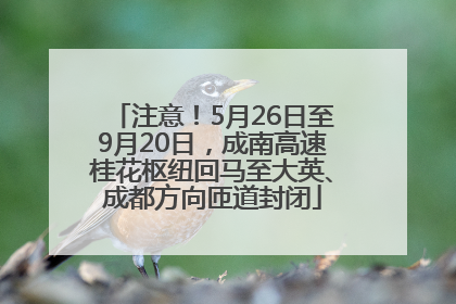 注意！5月26日至9月20日，成南高速桂花枢纽回马至大英、成都方向匝道封闭