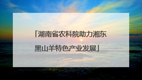 湖南省农科院助力湘东黑山羊特色产业发展