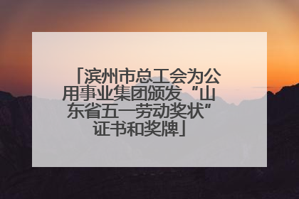 滨州市总工会为公用事业集团颁发“山东省五一劳动奖状”证书和奖牌