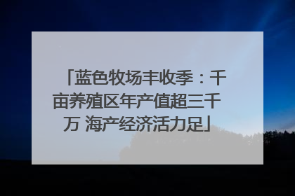 蓝色牧场丰收季：千亩养殖区年产值超三千万 海产经济活力足