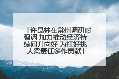 许昆林在常州调研时强调 加力推动经济持续回升向好 为扛好挑大梁责任多作贡献