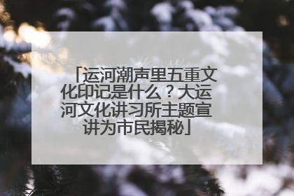 运河潮声里五重文化印记是什么？大运河文化讲习所主题宣讲为市民揭秘