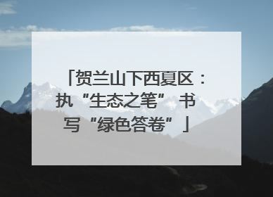 贺兰山下西夏区：执“生态之笔” 书写“绿色答卷”