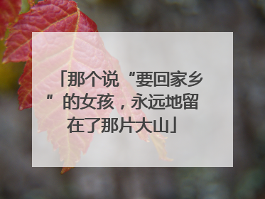 那个说“要回家乡”的女孩，永远地留在了那片大山