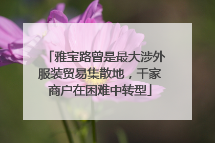 雅宝路曾是最大涉外服装贸易集散地，千家商户在困难中转型