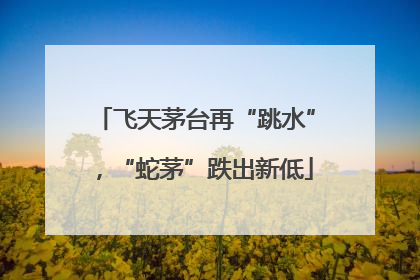 飞天茅台再“跳水”，“蛇茅”跌出新低