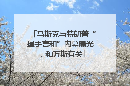 马斯克与特朗普“握手言和”内幕曝光，和万斯有关