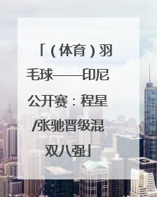 （体育）羽毛球——印尼公开赛：程星/张驰晋级混双八强