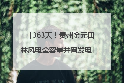 363天！贵州金元田林风电全容量并网发电